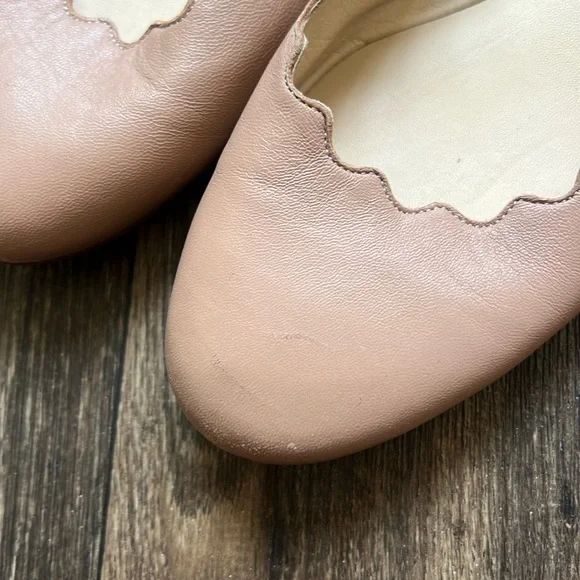 Chloe Lauren scalloped leather ballet flats